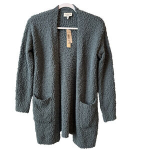 Studio B Bobeau NWT Women’s S Boho Open Front Textured Knit Cardigan Blue Granny